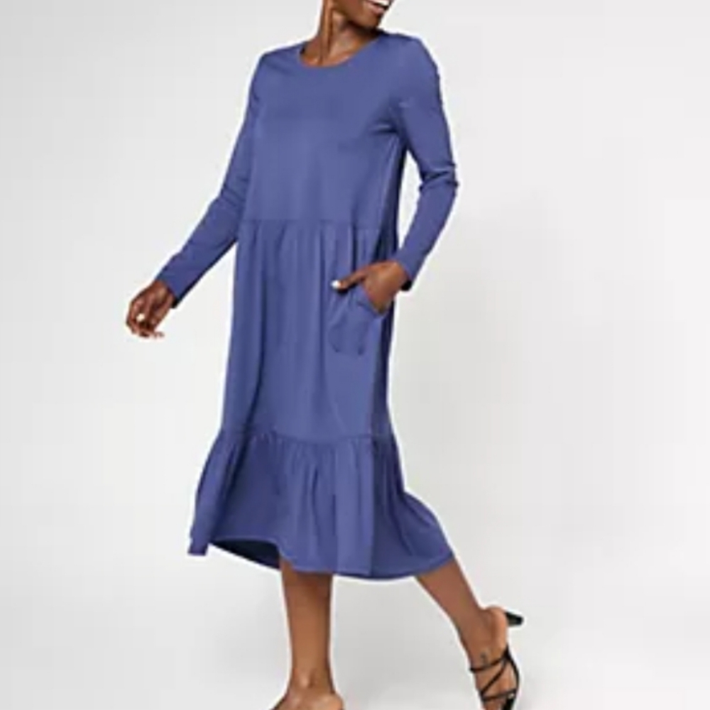 LOGO by Lori Goldstein Cotton Modal Regular Tiered Dress